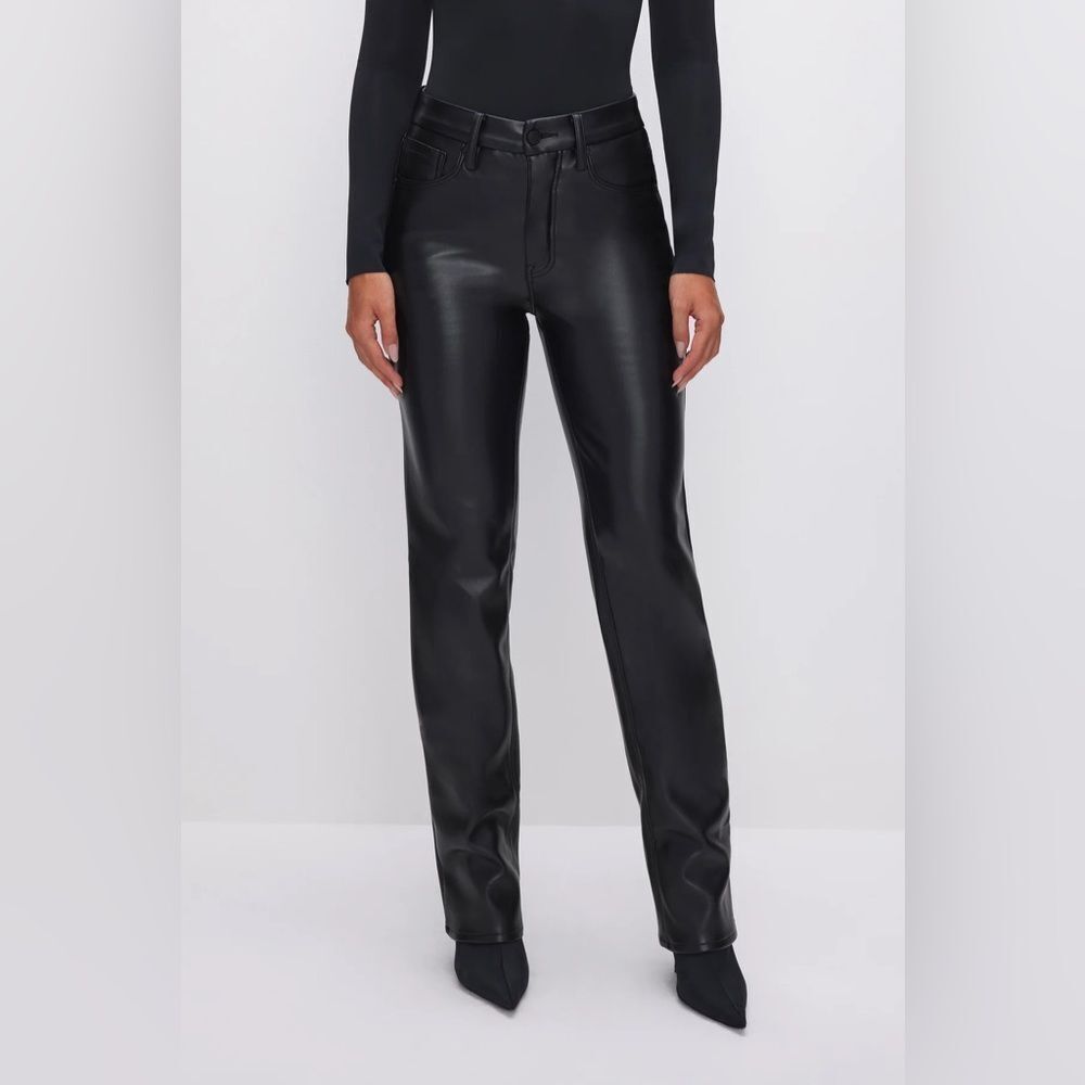 NEW Good American Icon Faux Leather Pants in Black Size 16 - Picture 9 of 12